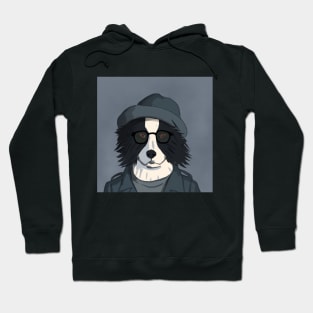 Detective border collie with hat and glasses Hoodie